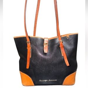 Dooney & Bourke Black and Tan Leather Tote